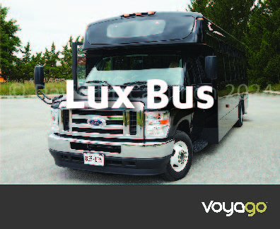 Voyago Charters LUX Bus is an executive style micro bus accommodates up to 48, with locker storage, overhead storage, wifi, and AV equipment.